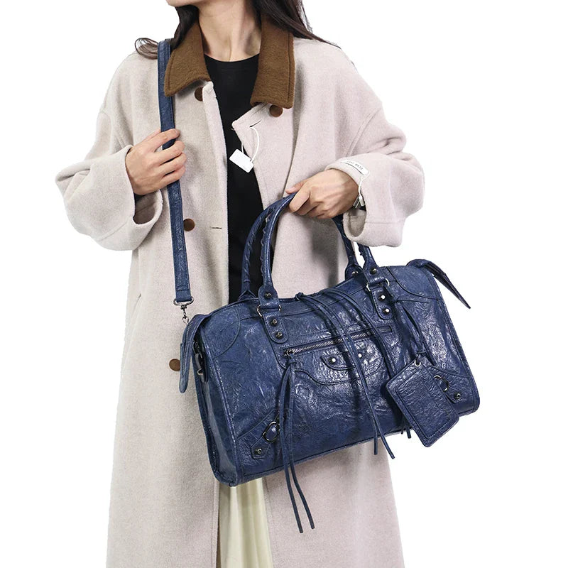 Women's PU Leather Duffel Bag with Crossbody Strap