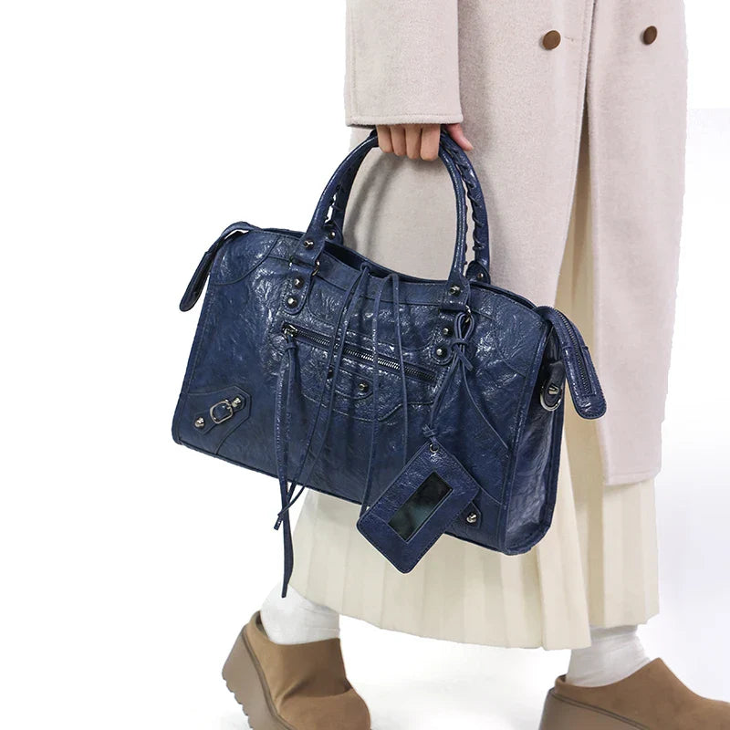 Women's PU Leather Duffel Bag with Crossbody Strap