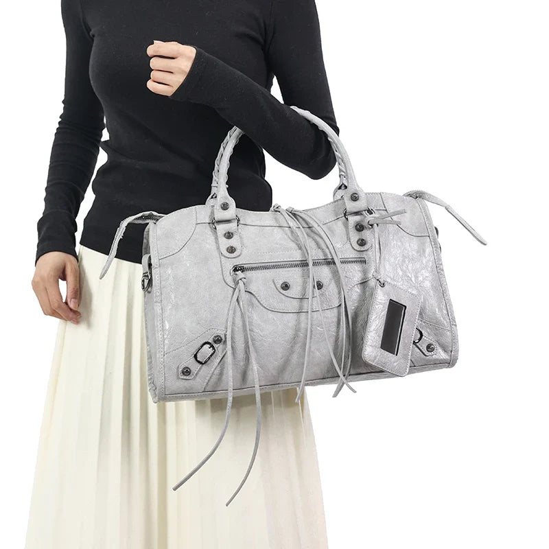 Women's PU Leather Duffel Bag with Crossbody Strap
