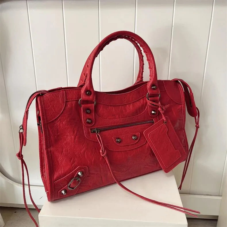 Women's PU Leather Duffel Bag with Crossbody Strap