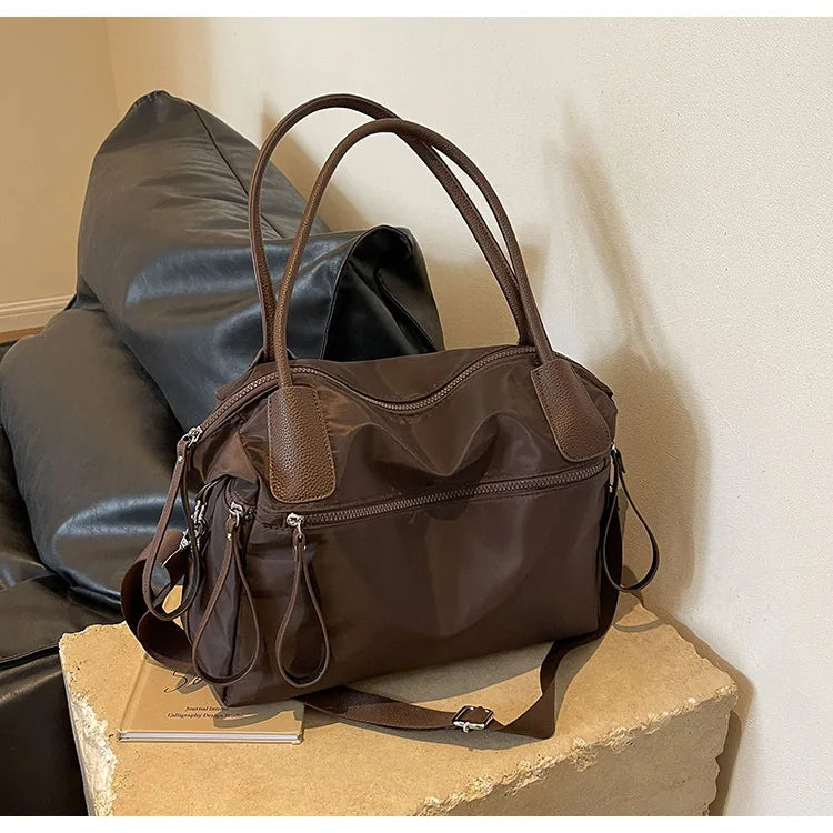 Women's Shoulder Bag in Nylon with Adjustable Strap for Autumn Everyday Use