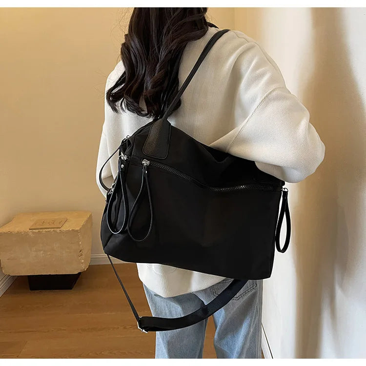 Women's Shoulder Bag in Nylon with Adjustable Strap for Autumn Everyday Use