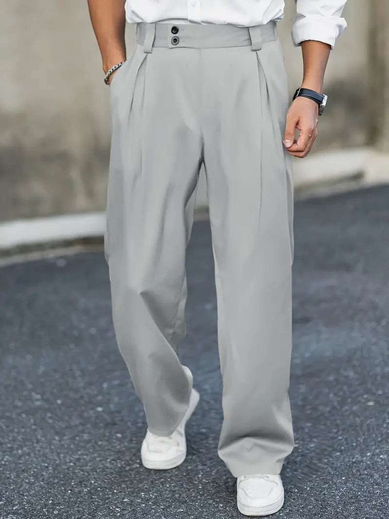 Pantalon plissé à coupe décontractée pour homme