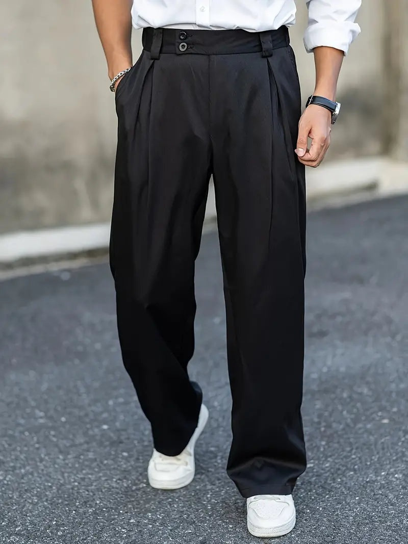 Pantalon plissé à coupe décontractée pour homme