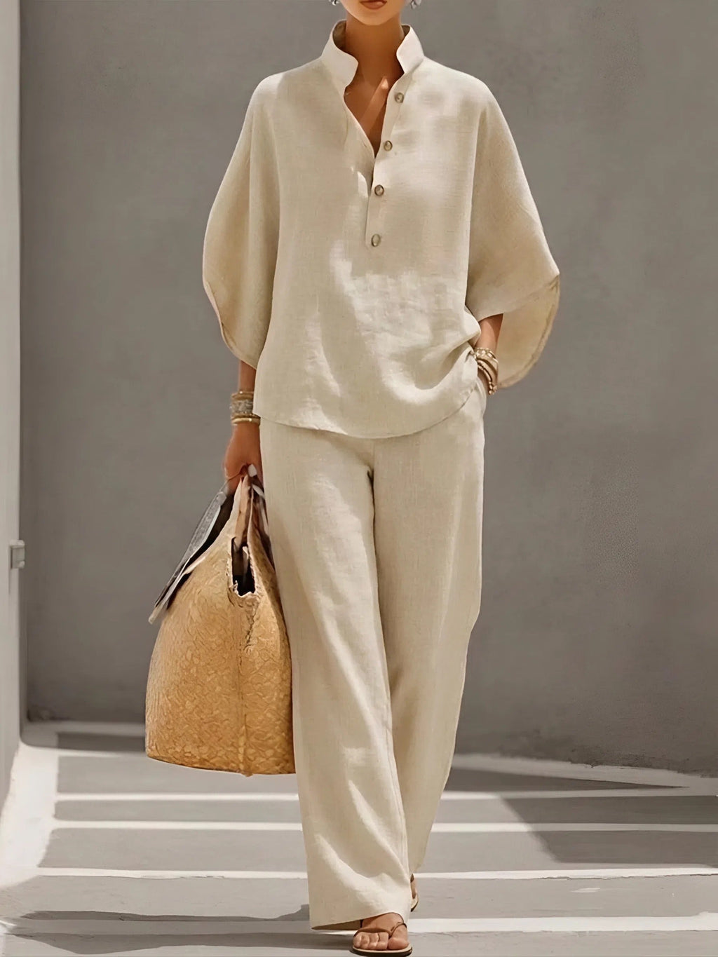 Women's Relaxed Two Piece Wide Leg Trouser Set
