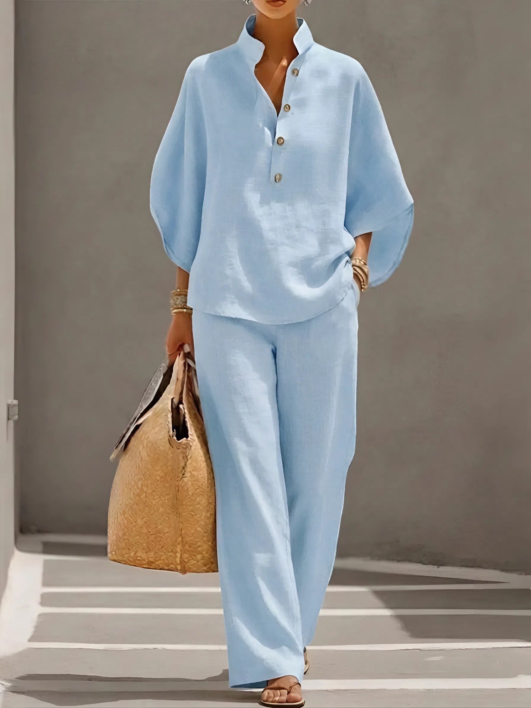 Ensemble décontracté deux pièces pour femme avec pantalon à jambes larges