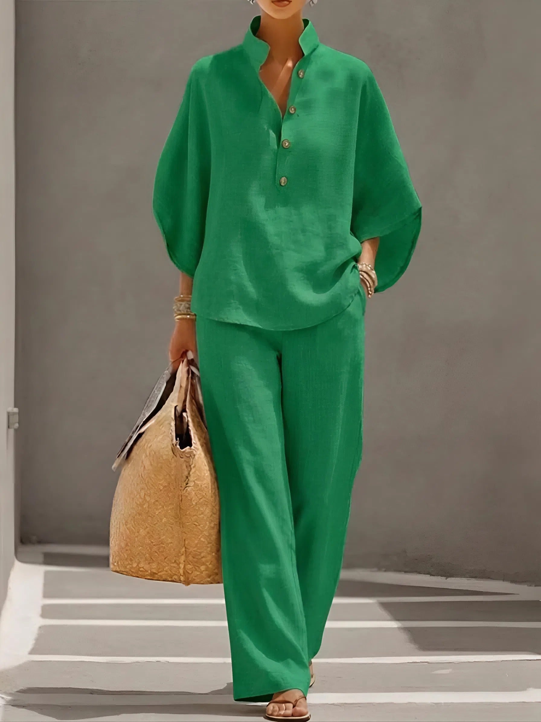 Ensemble décontracté deux pièces pour femme avec pantalon à jambes larges