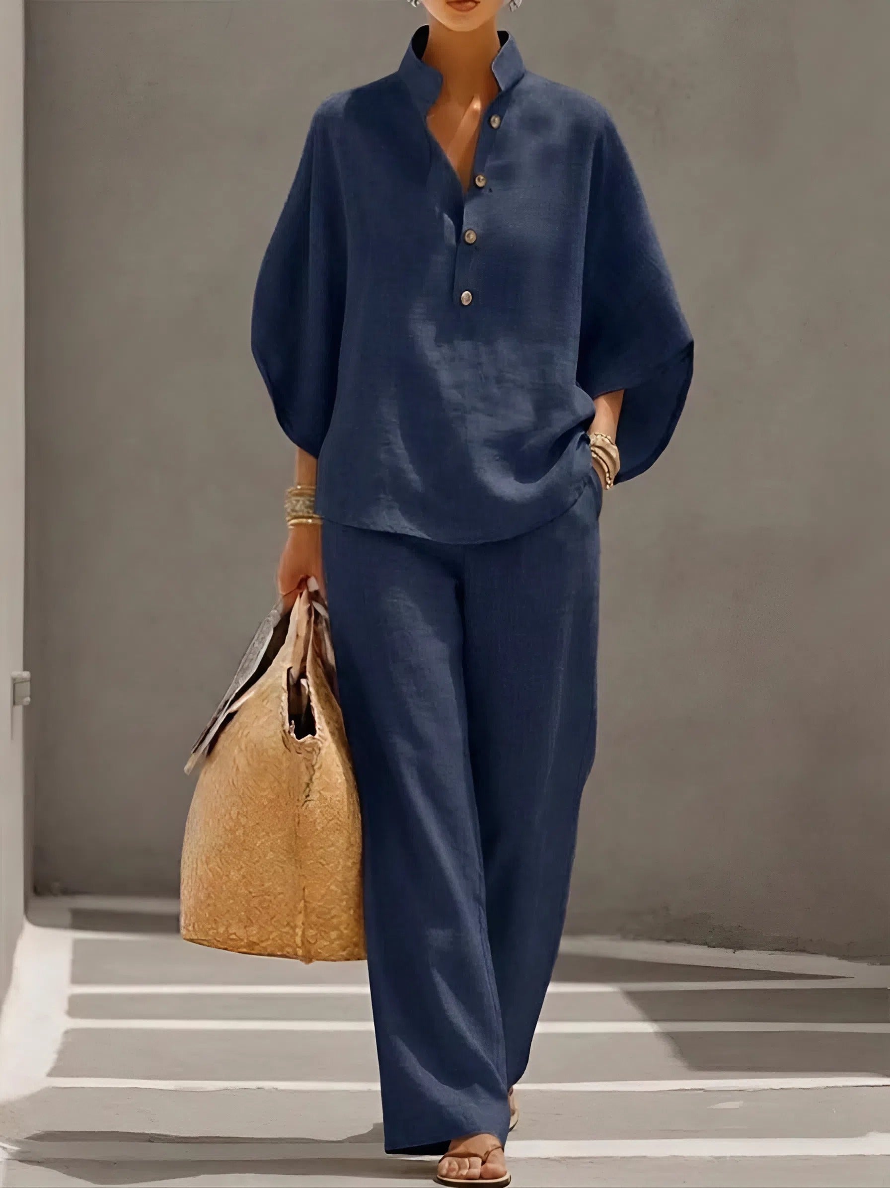 Ensemble décontracté deux pièces pour femme avec pantalon à jambes larges
