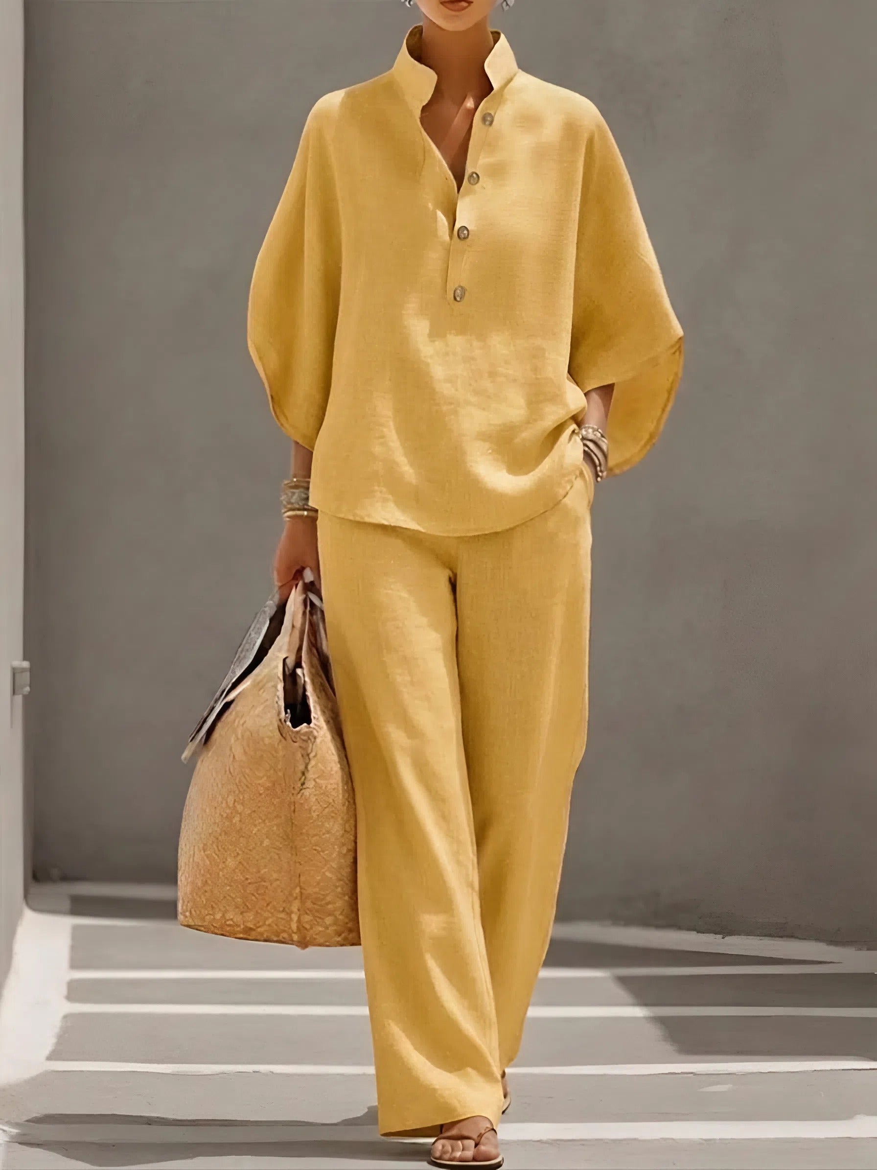 Ensemble décontracté deux pièces pour femme avec pantalon à jambes larges