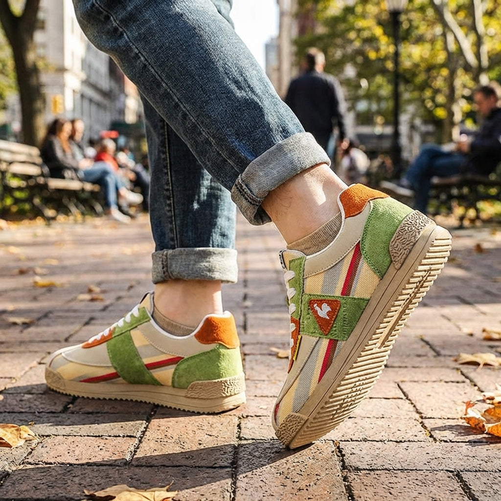 Baskets rétro basses pour homme avec empiècements contrastants