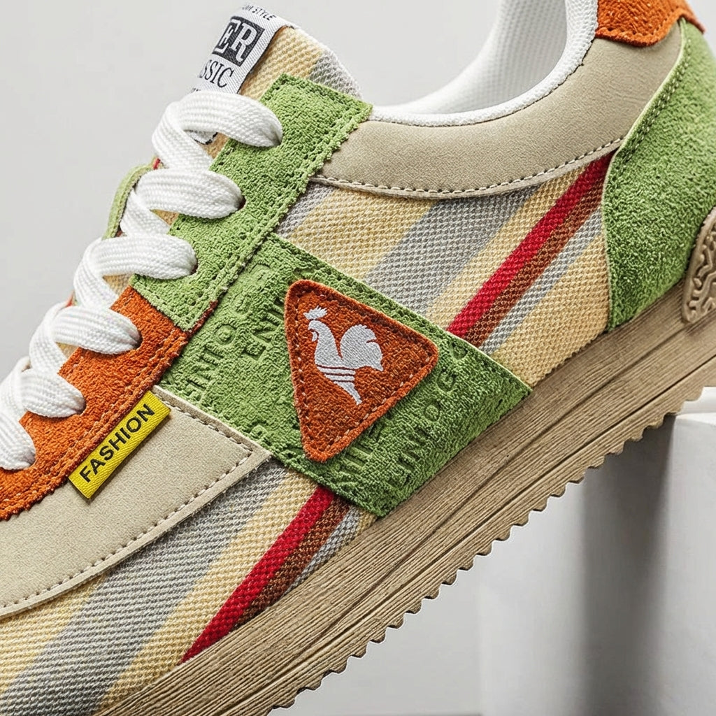 Baskets rétro basses pour homme avec empiècements contrastants