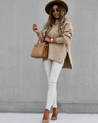 Pull oversize en maille pour femme avec ourlet fendu