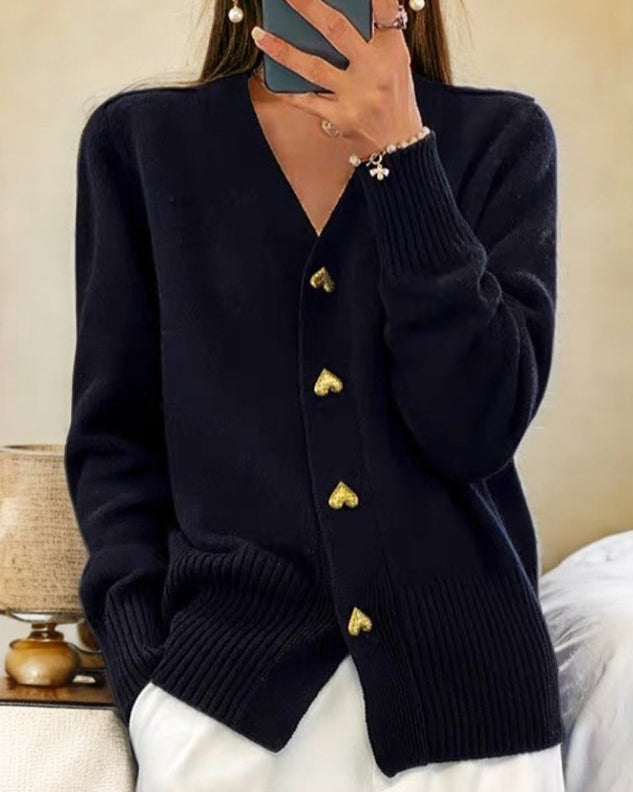 Cardigan en maille à col V et boutonnage sur le devant pour femme