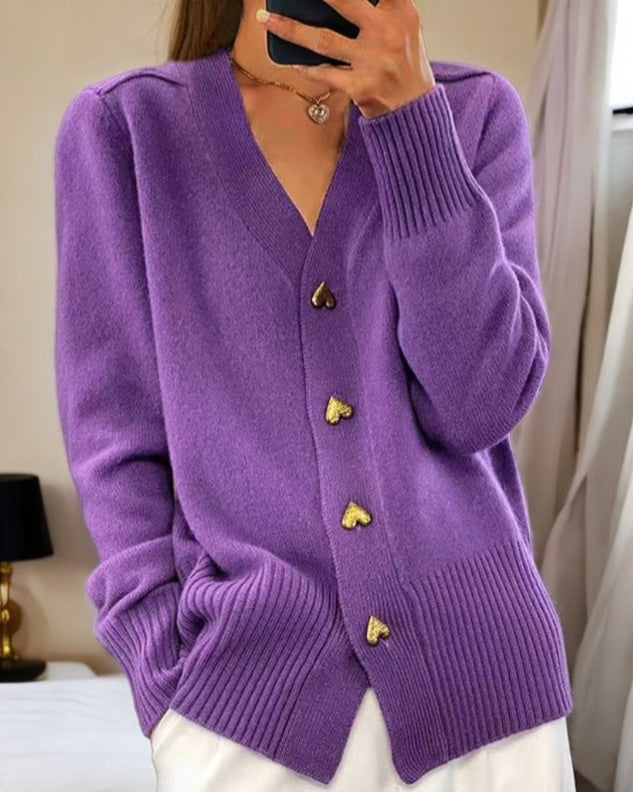 Cardigan en maille à col V et boutonnage sur le devant pour femme