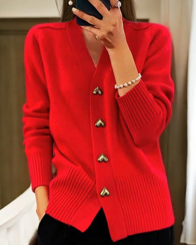 Cardigan en maille à col V et boutonnage sur le devant pour femme