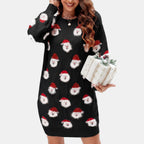 Women's Santa Print Christmas Sweater Dress