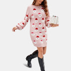 Women's Santa Print Christmas Sweater Dress