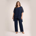 Ensemble pantalon en mousseline de soie superposée pour femme