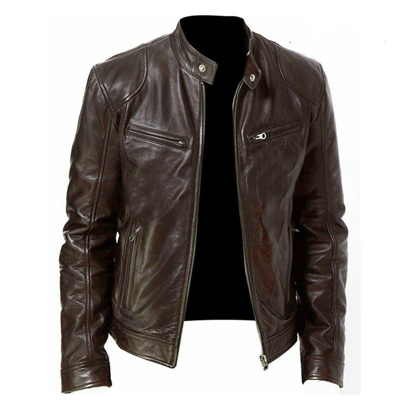 Blouson biker homme en similicuir | Coupe ajustée à fermeture zippée