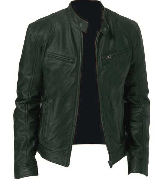Blouson biker homme en similicuir | Coupe ajustée à fermeture zippée