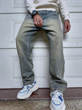 Men’s Relaxed Straight Leg Jeans with Vintage Wash