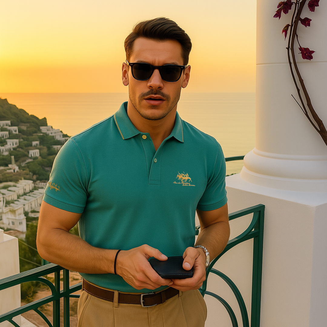 Polo brodé à manches courtes pour homme