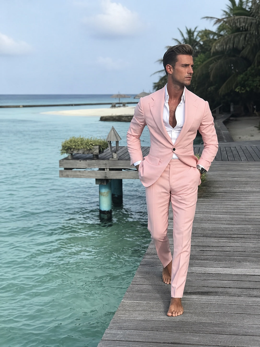 Ensemble costume deux pièces ajusté pour homme