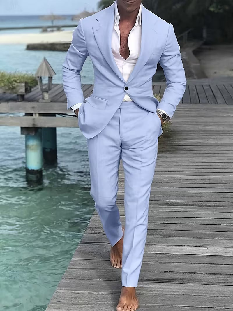 Ensemble costume deux pièces ajusté pour homme