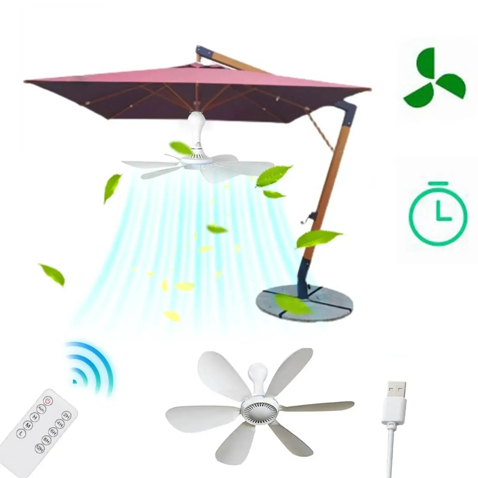 Ceiling Fan with ABS Plastic USB Powered Hanging Design for Summer