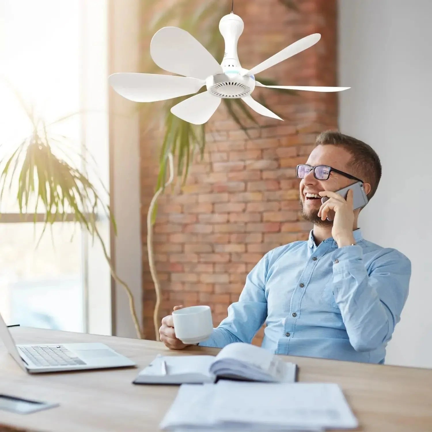 Ceiling Fan with ABS Plastic USB Powered Hanging Design for Summer