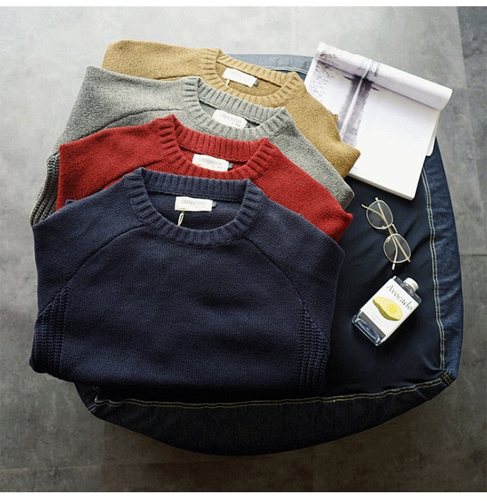 Men’s Crew Neck Jumper with Elbow Patches