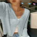 Women's Lightweight Ribbed Cropped Cardigan