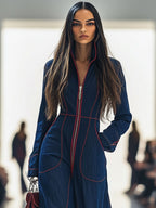 Women's Zip Up Wide Leg Denim Jumpsuit