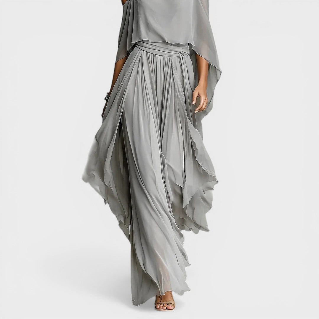 Women's Chiffon Cold Shoulder Maxi Dress