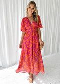 Women's Floral V-Neck Maxi Dress