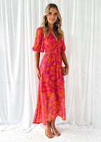 Women's Floral V-Neck Maxi Dress