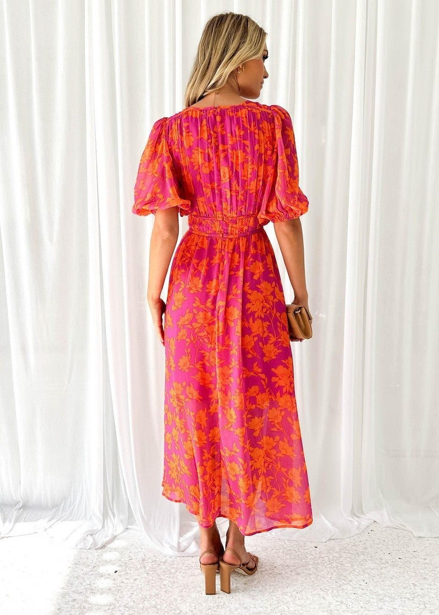 Women's Floral V-Neck Maxi Dress