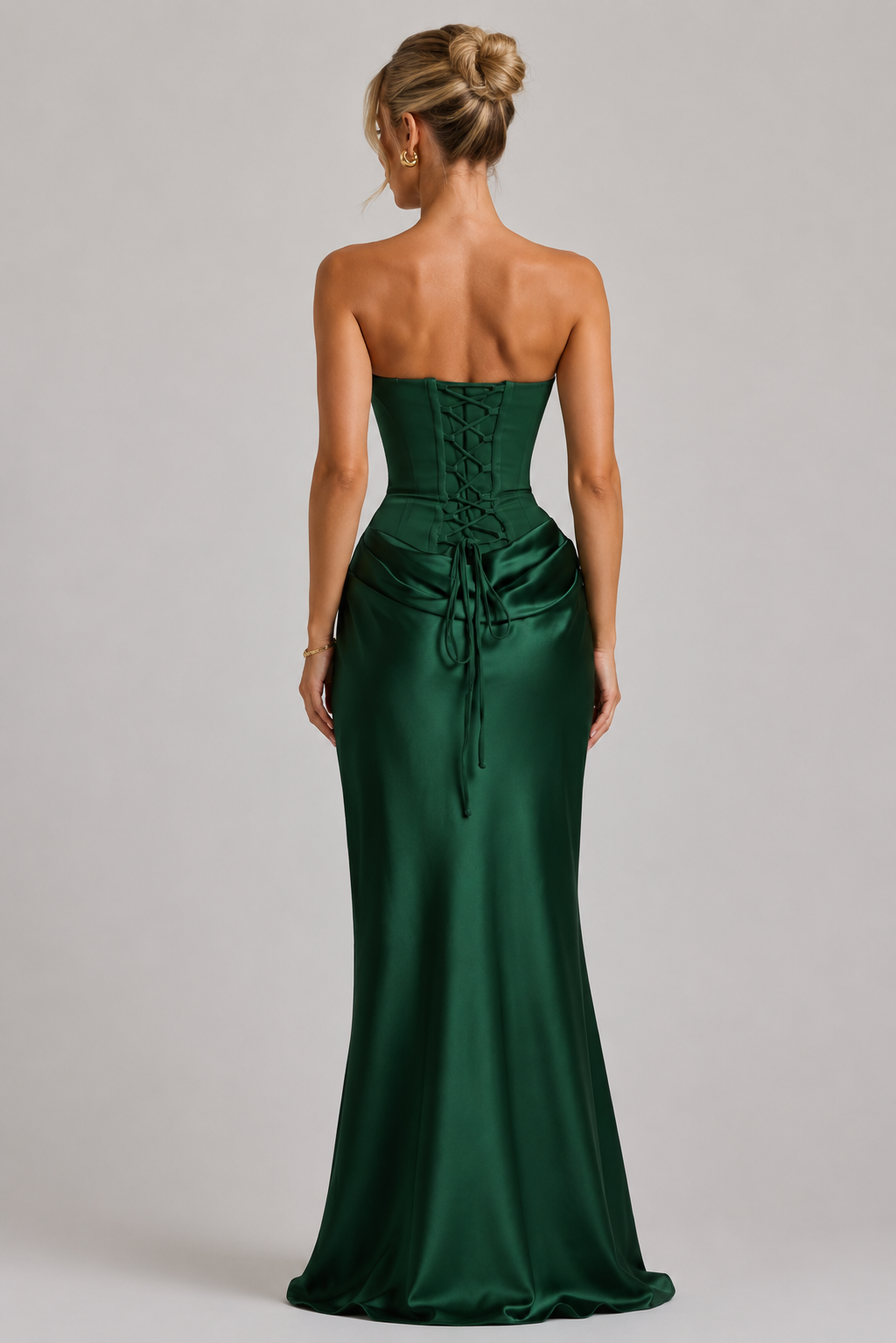 Women's Strapless Satin Maxi Evening Dress