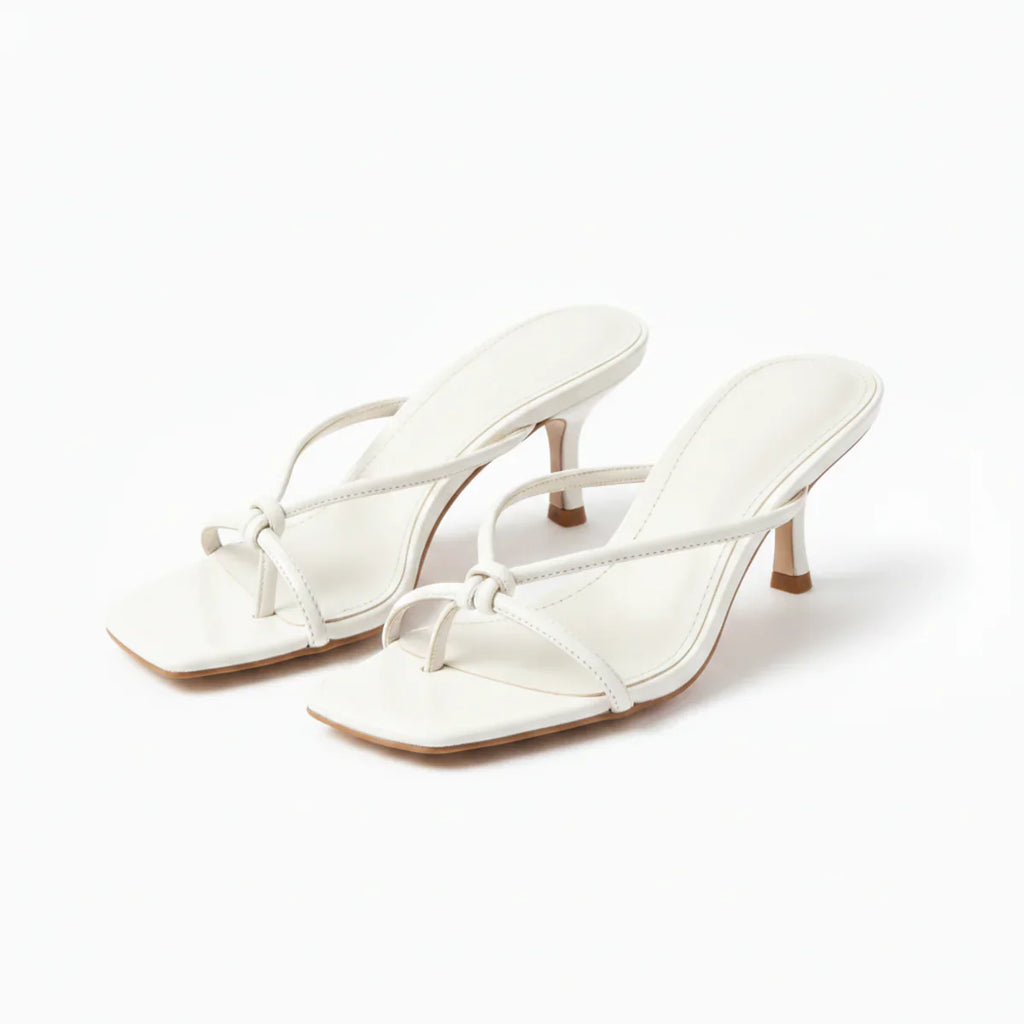 Women's Leather Mule Heeled Sandals for Summer
