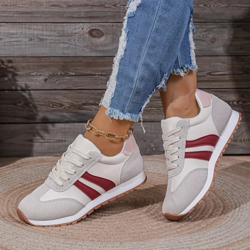 Women's Suede Lace-Up Trainers with Cushioned Sole for Summer