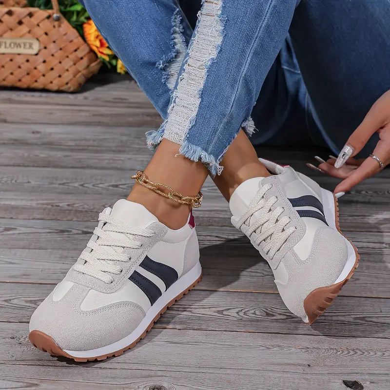Women's Suede Lace-Up Trainers with Cushioned Sole for Summer