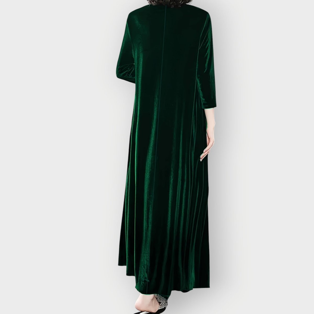 Robe longue en velours à manches longues pour femme