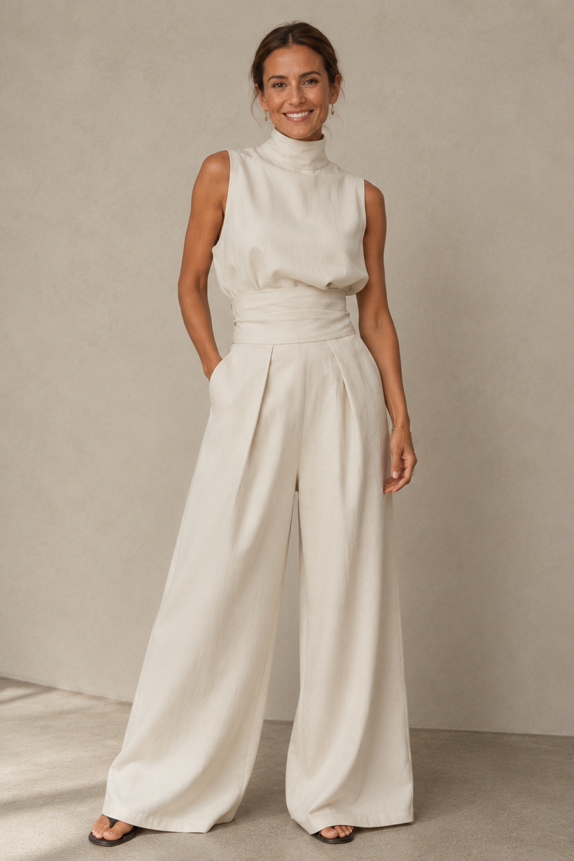 Combinaison pour femme à col montant et jambes larges