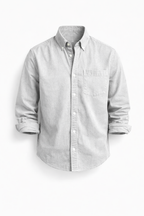 Cotton Linen Button-Down Shirt with Chest Pocket
