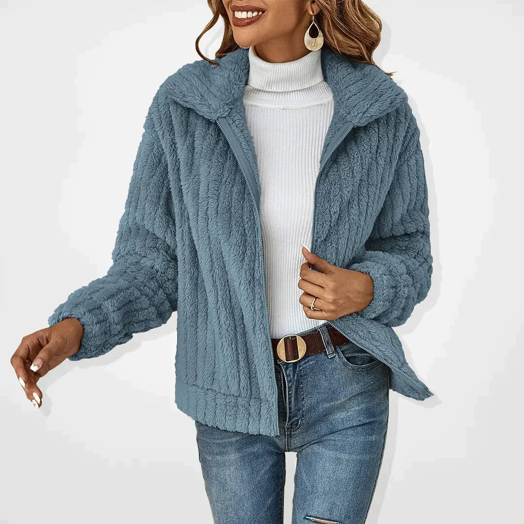 Veste polaire douillette zippée à col pour femme