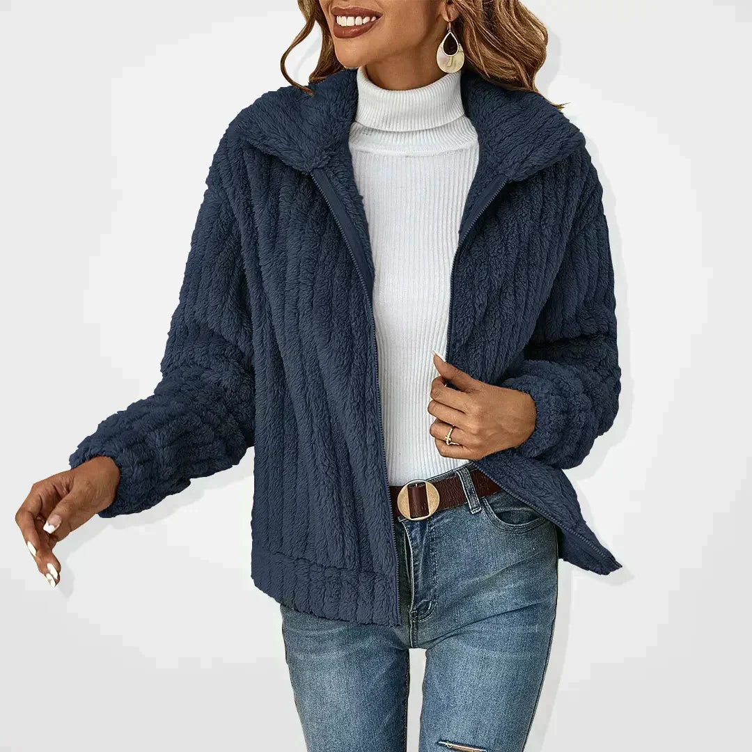 Veste polaire douillette zippée à col pour femme