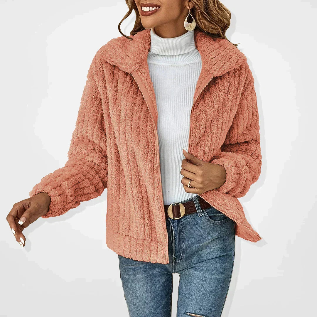 Veste polaire douillette zippée à col pour femme