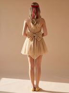 Robe courte plissée sans bretelles pour femme | Robe de fête scintillante