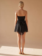 Robe courte plissée sans bretelles pour femme | Robe de fête scintillante