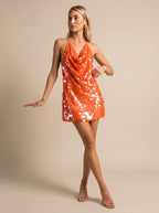 Robe courte à sequins pour femme | Robe de fête à col licou